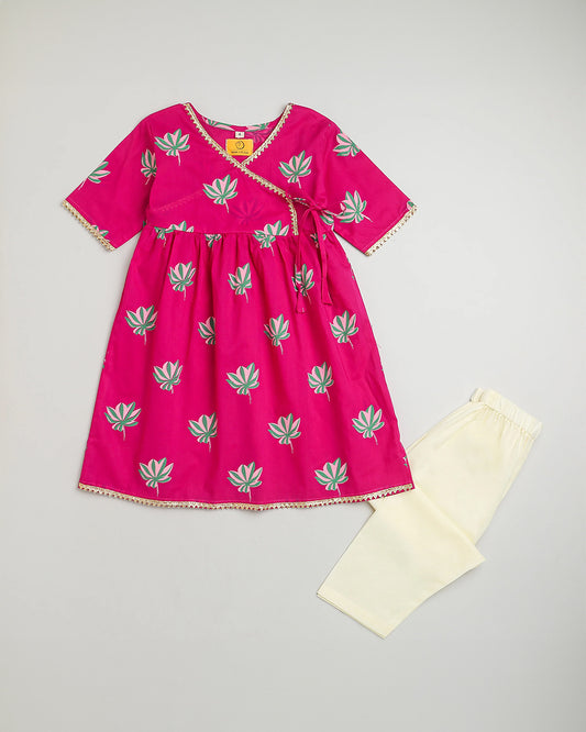 Mouse in the house Pink Kurta Set-Lotus Bloom-Cotton-For Infants