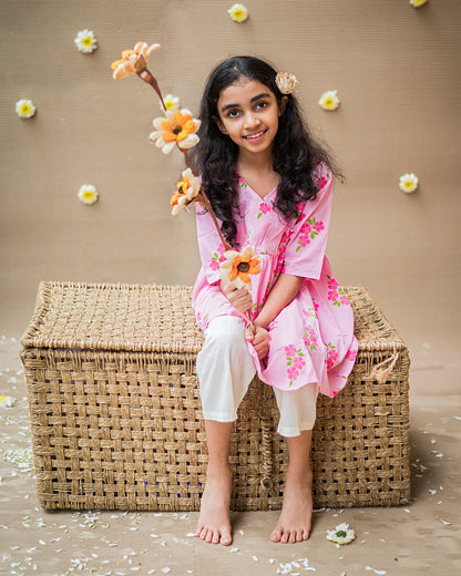 Mouse in the house Pink Kurta Set-Lane of Happiness-Cotton-For Infants