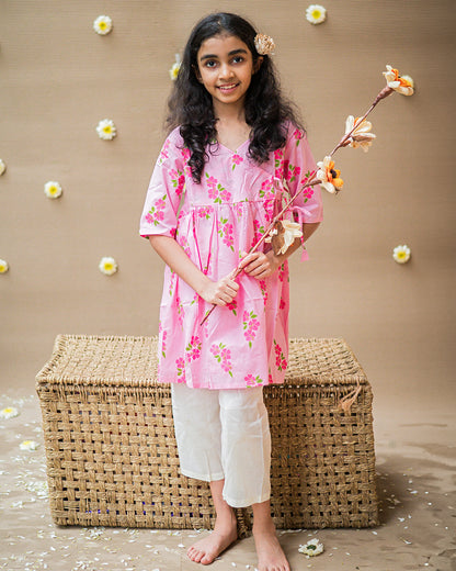 Mouse in the house Pink Kurta Set-Lane of Happiness-Cotton-For Infants