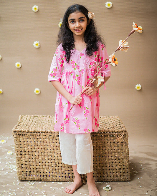 Mouse in the house Pink Kurta Set-Lane of Happiness-Cotton-For Infants