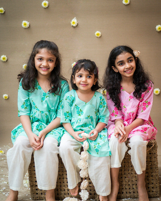 Mouse in the house Pink Kurta Set-Lane of Happiness-Cotton-For Infants