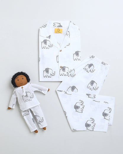 Mouse in the house White Nightsuit-A Stomping Elephant-Cotton-For Infants