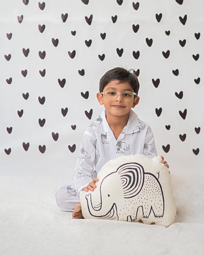 Mouse in the house White Nightsuit-A Stomping Elephant-Cotton-For Infants