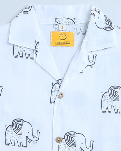 Mouse in the house White Nightsuit-A Stomping Elephant-Cotton-For Infants