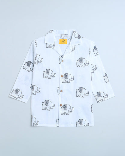 Mouse in the house White Nightsuit-A Stomping Elephant-Cotton-For Infants