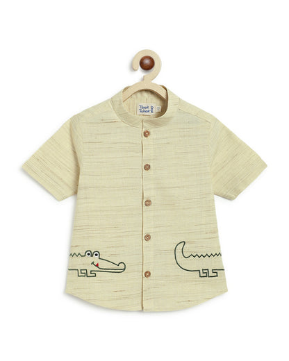 Tiber Taber Beige Shirt-Croc ‘n’ Roll-Cotton-For Infants