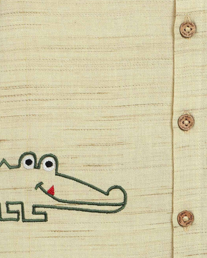 Tiber Taber Beige Shirt-Croc ‘n’ Roll-Cotton-For Infants