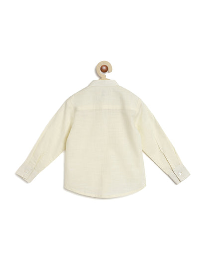 Tiber Taber Cream Shirt-Solid-Cotton Slub-For Infants