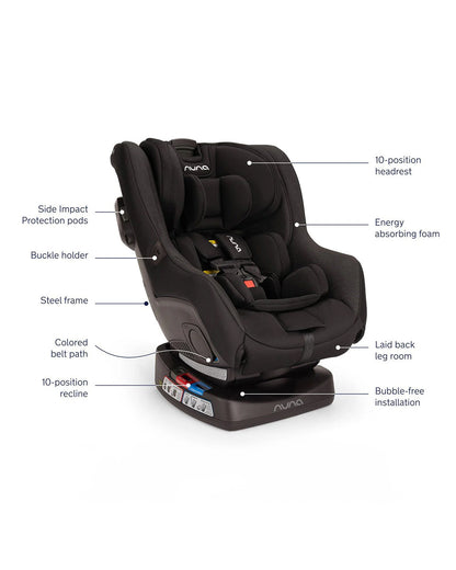 Nuna Rava Baby Car Seat-Convertible (Front & Rear Facing)-FAA Certified-10 Positions Recline-With Advanced Safety Technology-2 Years Warranty-For 0 to 7Y (Upto 30Kg)-Caviar