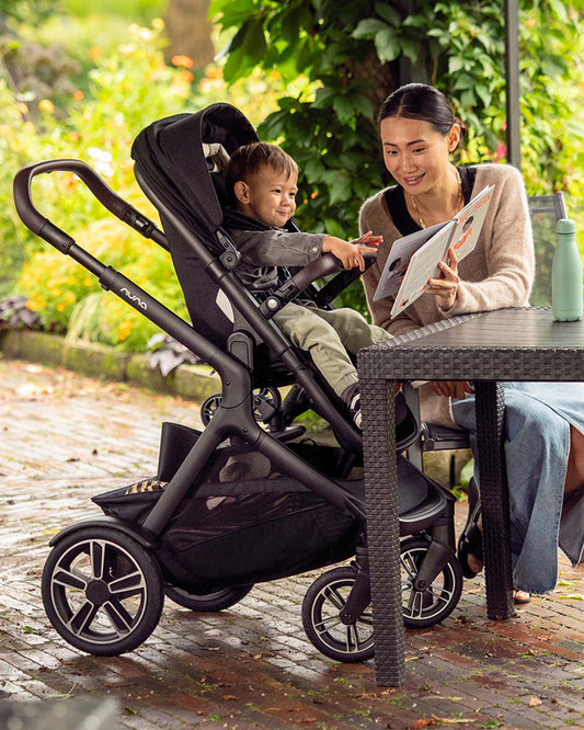 Nuna Demi Next Baby Stroller-Height Adjustable Parent Handle Bar-With Cup Holder-Wide Front Wheels-2 Years Warranty-Pram for 6M to 4Y (Upto 22 Kg)-Caviar