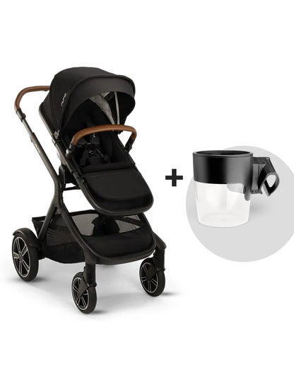 Nuna Demi Next Baby Stroller-Height Adjustable Parent Handle Bar-With Cup Holder-Wide Front Wheels-2 Years Warranty-Pram for 6M to 4Y (Upto 22 Kg)-Caviar