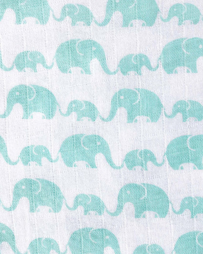 Masilo Organic Muslin Swaddles-Soft & Breathable-GOTS Certified Organic Cotton Muslin-Elephant Parade-Pack of 2-Infant Wraps