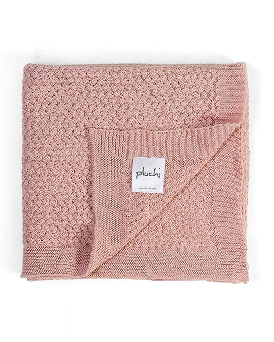 Pluchi Giggle Knit Knitted Baby Blanket-All Seasons Baby Blanket-Made With Ultra Soft & Breathable 100 % Cotton-Pink-For Infants