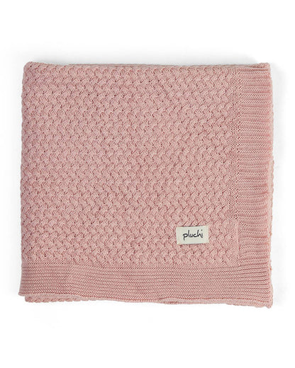 Pluchi Giggle Knit Knitted Baby Blanket-All Seasons Baby Blanket-Made With Ultra Soft & Breathable 100 % Cotton-Pink-For Infants