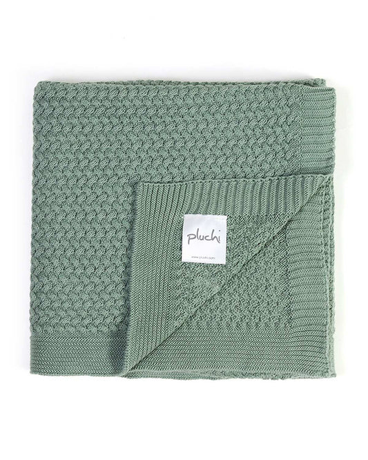 Pluchi Giggle Knit Knitted Baby Blanket-All Seasons Baby Blanket-Made With Ultra Soft & Breathable 100 % Cotton-Indus Blue-For Infants