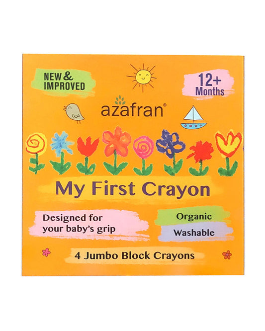 Azafran My First Crayon-Pack Of 4 Jumbo Crayons-Promotes Creativity-Non Toxic-Art & Craft Kit-18M+