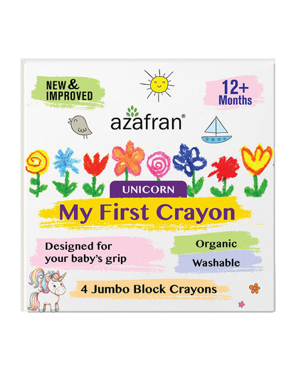 Azafran My First Crayon Unicorn-Pack Of 4 Jumbo Crayons-Promotes Creativity-Non Toxic-Art & Craft Kit-18M+
