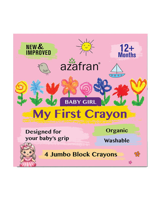 Azafran My First Crayon Baby Girl-Pack Of 4 Jumbo Crayons-Promotes Creativity-Non Toxic-Art & Craft Kit-18M+