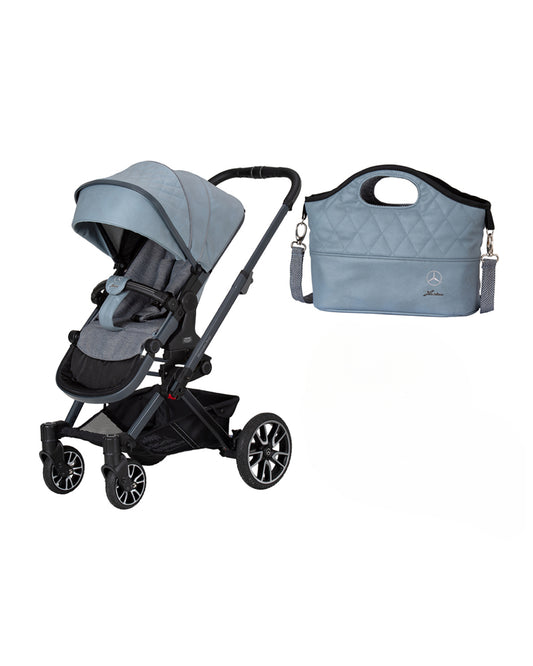 Mercedes-Benz Avantgarde GTX Baby Stroller-Height Adjustable Parent Handle Bar-Flat Reclining Seat & Reversible Seat-Includes Bag2Go Organiser & Rain Cover-2 Years Warranty-For 0 to 5Y-Denim Blue