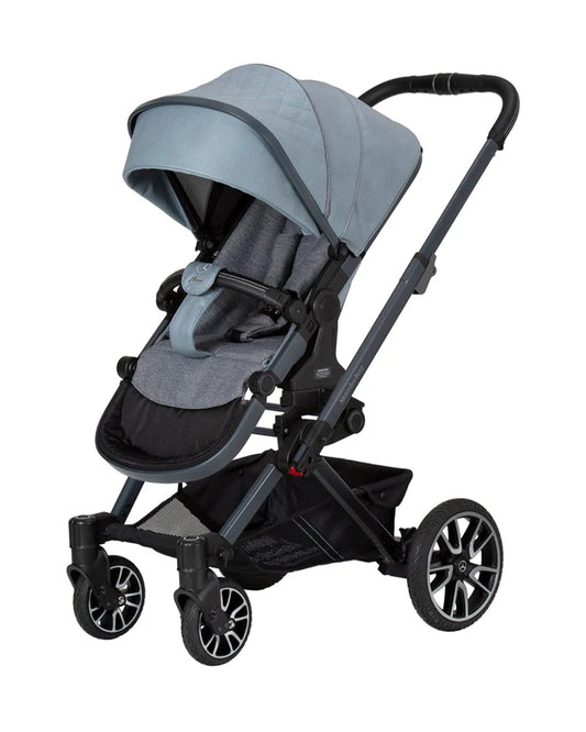 Mercedes-Benz Avantgarde GTX Baby Stroller-Height Adjustable Parent Handle Bar-Flat Reclining Seat & Reversible Seat-Includes Bag2Go Organiser & Rain Cover-2 Years Warranty-For 0 to 5Y-Denim Blue