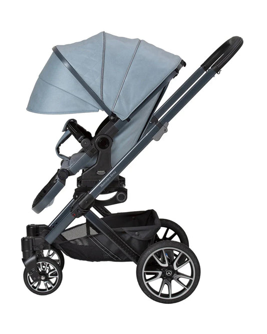 Mercedes-Benz Avantgarde GTX Baby Stroller-Height Adjustable Parent Handle Bar-Flat Reclining Seat & Reversible Seat-Includes Bag2Go Organiser & Rain Cover-2 Years Warranty-For 0 to 5Y-Denim Blue