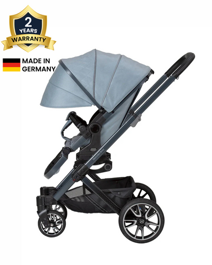 Mercedes-Benz Avantgarde GTX Baby Stroller-Height Adjustable Parent Handle Bar-Flat Reclining Seat & Reversible Seat-Includes Bag2Go Organiser & Rain Cover-2 Years Warranty-For 0 to 5Y-Denim Blue