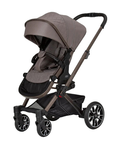 Mercedes-Benz Avantgarde GTX Baby Stroller-Height Adjustable Parent Handle Bar-Flat Reclining Seat & Reversible Seat-Includes Bag2Go Organiser & Rain Cover-2 Years Warranty-For 0 to 5Y-Truffle