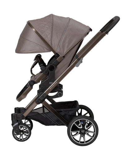 Mercedes-Benz Avantgarde GTX Baby Stroller-Height Adjustable Parent Handle Bar-Flat Reclining Seat & Reversible Seat-Includes Bag2Go Organiser & Rain Cover-2 Years Warranty-For 0 to 5Y-Truffle