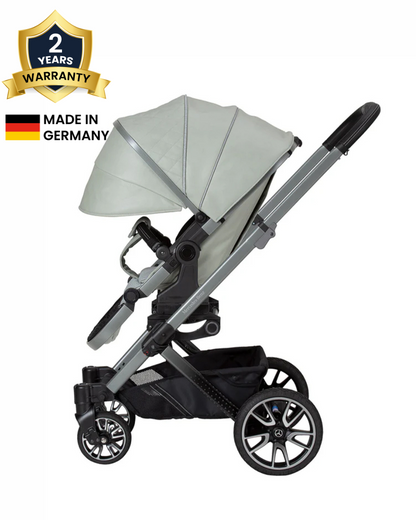 Mercedes-Benz Avantgarde GTX Baby Stroller-Height Adjustable Parent Handle Bar-Flat Reclining Seat & Reversible Seat-Includes Bag2Go Organiser & Rain Cover-2 Years Warranty-For 0 to 5Y-Sage Grey