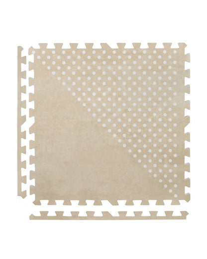 Kind & Me White Patterned Polka in Beige Playmat-Includes 6 Waterproof Foam Tiles-0M+
