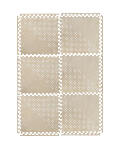 Kind & Me White Patterned Polka in Beige Playmat-Includes 6 Waterproof Foam Tiles-0M+