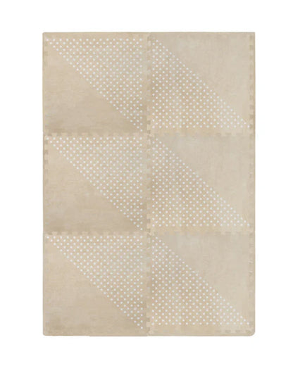 Kind & Me White Patterned Polka in Beige Playmat-Includes 6 Waterproof Foam Tiles-0M+