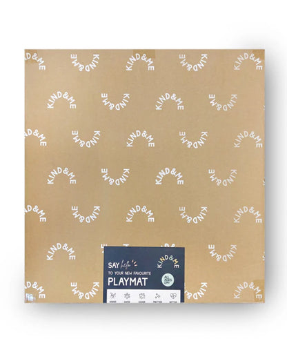 Kind & Me White Patterned Polka in Beige Playmat-Includes 6 Waterproof Foam Tiles-0M+