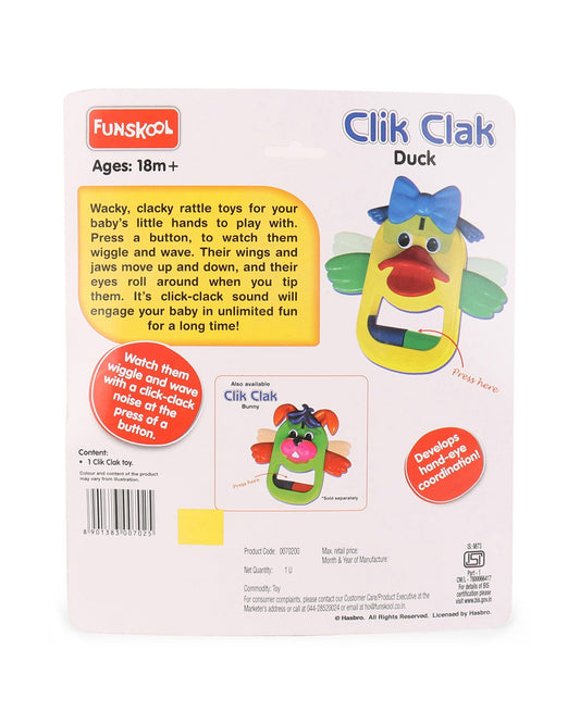 Funskool Giggles Click Clack Duck Rattle Toy-For Infants