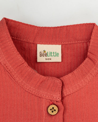 Beelittle Red Coord Set-Solid-Organic Muslin-For Infants
