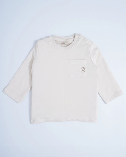 Beelittle Light Grey Full Sleeves T-shirt-Cotton-For Infants