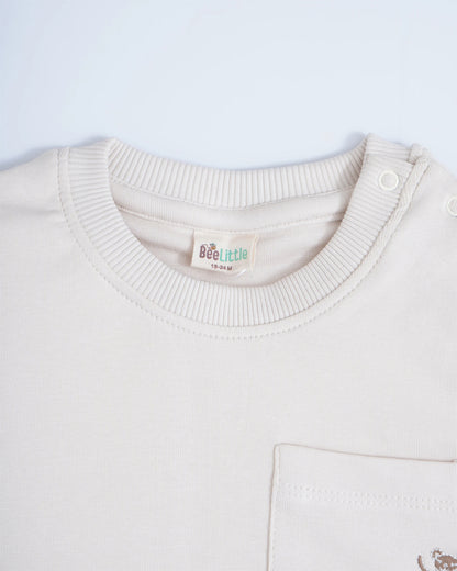 Beelittle Light Grey Full Sleeves T-shirt-Cotton-For Infants