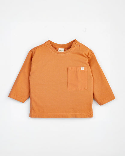 Beelittle Dusty Orange Full Sleeves T-shirt-Cotton-For Infants