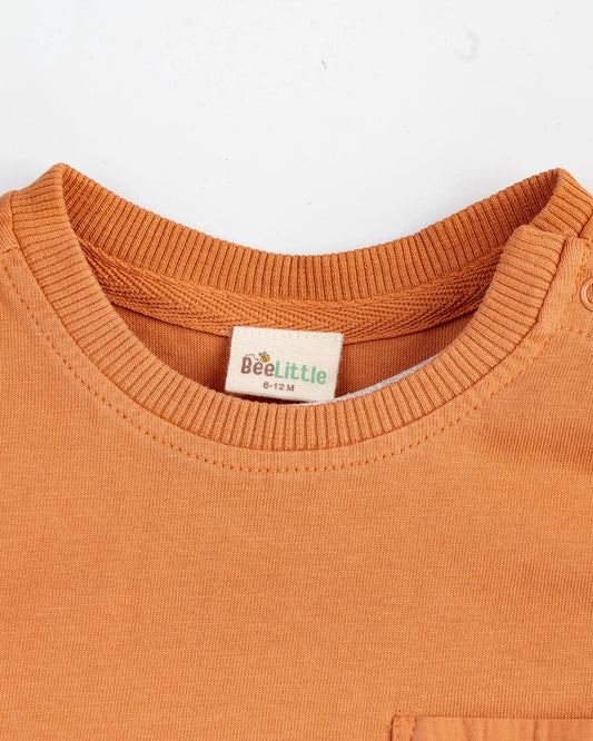 Beelittle Dusty Orange Full Sleeves T-shirt-Cotton-For Infants