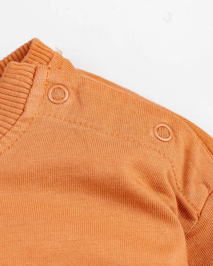 Beelittle Dusty Orange Full Sleeves T-shirt-Cotton-For Infants