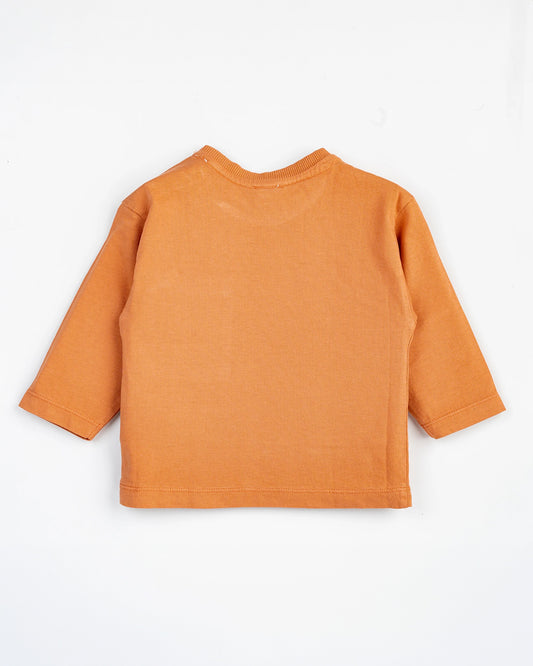 Beelittle Dusty Orange Full Sleeves T-shirt-Cotton-For Infants