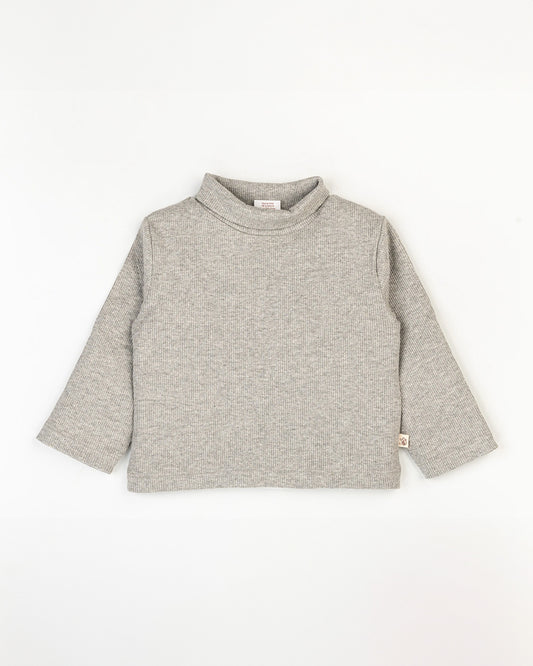 Beelittle Melange Grey Full Sleeves T-shirt-Cotton Rib-For Infants