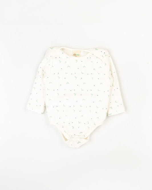 Beelittle White & Beige Bodysuits-Printed-Cotton-For Infants-Pack Of 2