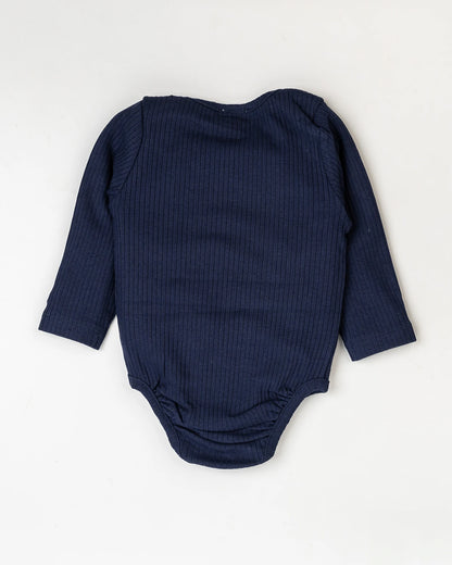 Beelittle White, Skin & Navy Blue Bodysuits-Solid-Cotton-For Infants-Pack Of 3