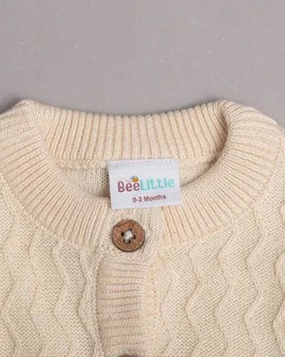 Beelittle Beige Sweater-Solid-Organic Cotton-For Infants