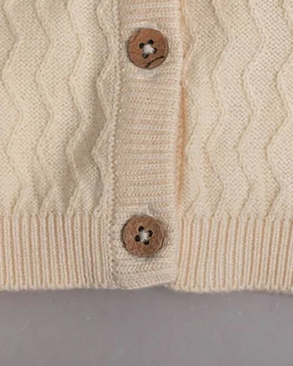 Beelittle Beige Sweater-Solid-Organic Cotton-For Infants