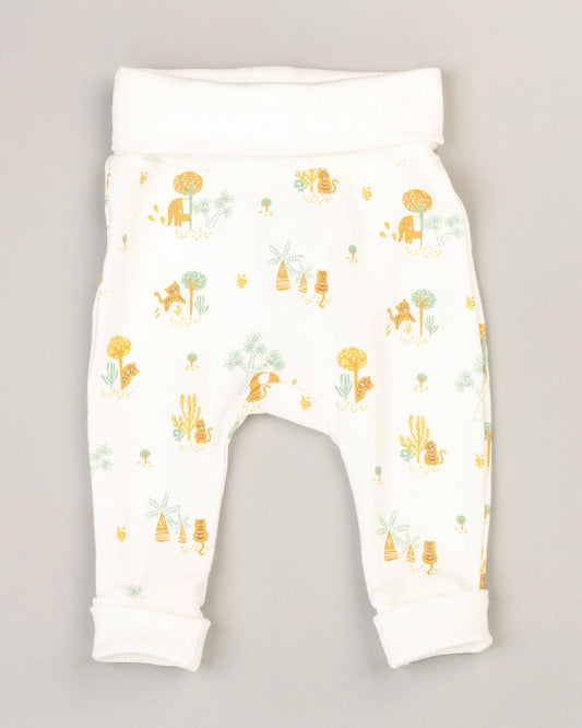 Beelittle White Legging-Ele & Tiger Print-Cotton-For Infants