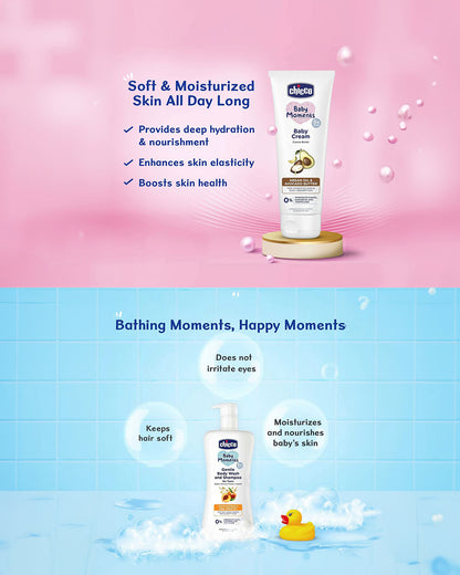 Chicco Baby Moments-Gentle Body Wash & Shampoo (500 ml) With Baby Cream (100 ml)