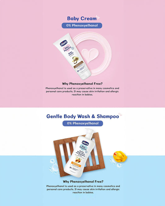 Chicco Baby Moments-Gentle Body Wash & Shampoo (500 ml) With Baby Cream (100 ml)