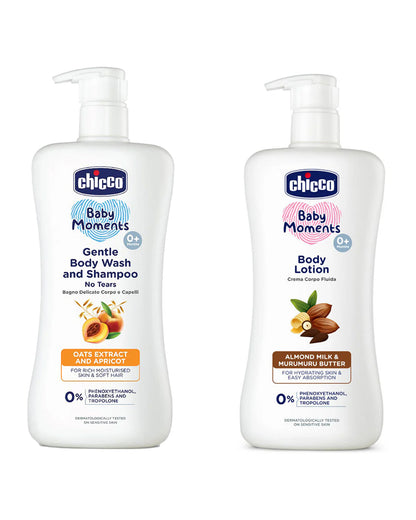 Chicco Baby Moments-Gentle Body Wash & Shampoo (500 ml) With Baby Lotion (500 ml)